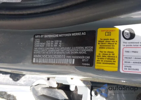 2016 Mini Clubman Cooper from USA, damaged, VIN WMWLN5C50G2B28515